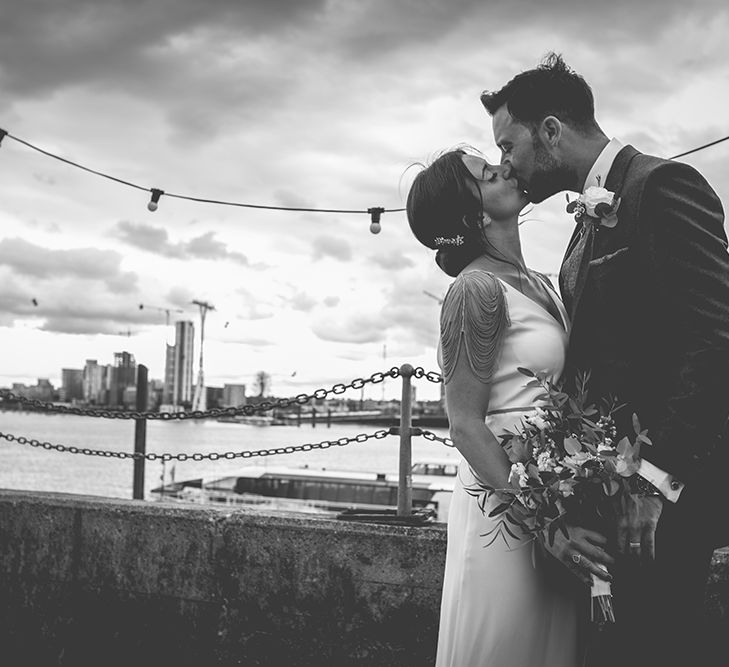 Bride in Luella's Bridal Boutique Nuria Gown & Groom in Jack Bunneys Suit