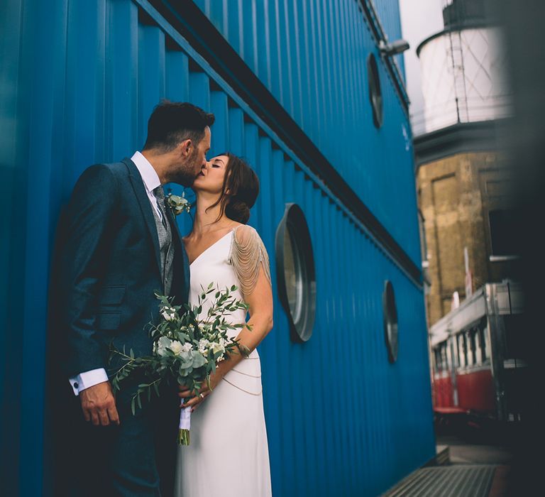 Bride in Luella's Bridal Boutique Nuria Gown & Groom in Jack Bunneys Suit