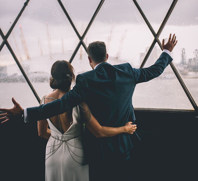 Bride in Luella's Bridal Boutique Nuria Gown & Groom in Jack Bunneys Suit