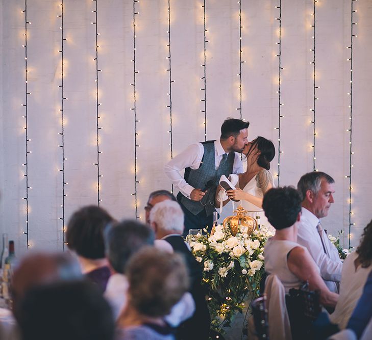 Bride in Luella's Bridal Boutique Nuria Gown & Groom in Jack Bunneys Suit