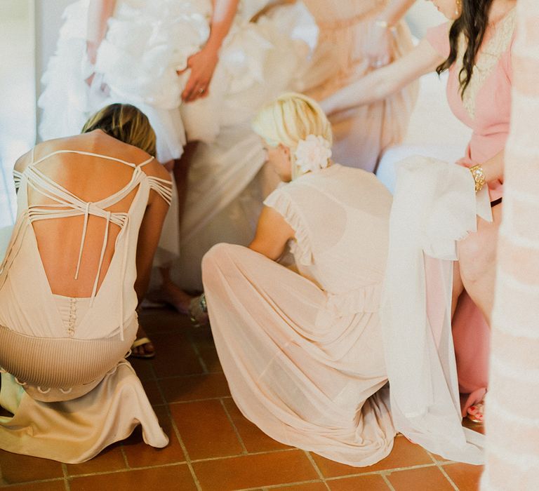 Bridal Preparations | Intimate Destination, Family Wedding Planned by The Knot in Italy Weddings at Castello Il Palagio , Italy | Linda Nari Photography