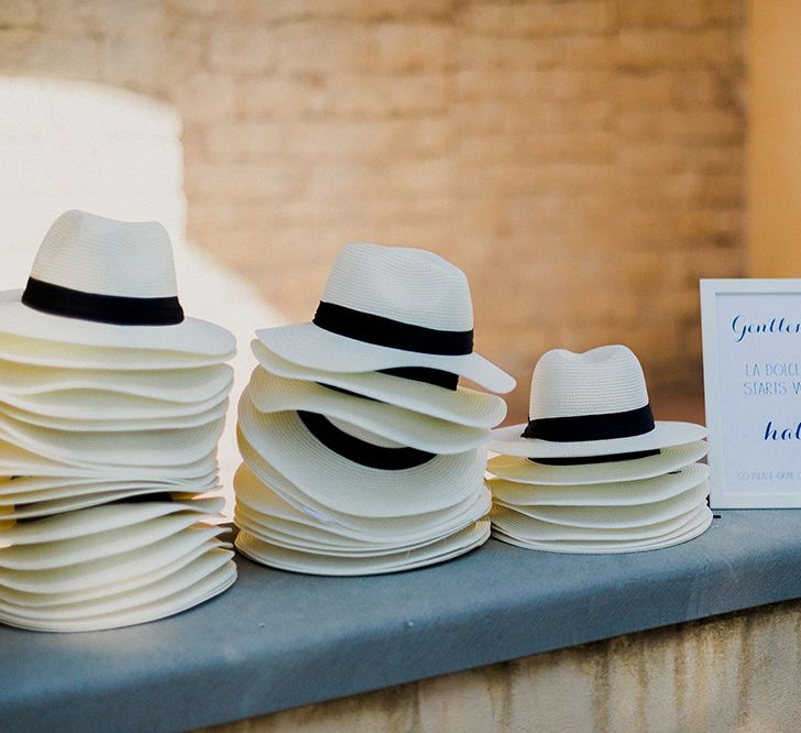 Panama Hats | Intimate Destination, Family Wedding Planned by The Knot in Italy Weddings at Castello Il Palagio , Italy | Linda Nari Photography