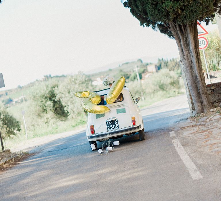 Wedding Car | Intimate Destination, Family Wedding Planned by The Knot in Italy Weddings at Castello Il Palagio , Italy | Linda Nari Photography