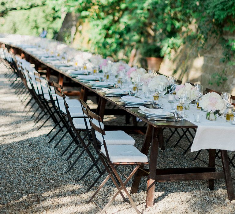 Table Scape | Intimate Destination, Family Wedding Planned by The Knot in Italy Weddings at Castello Il Palagio , Italy | Linda Nari Photography