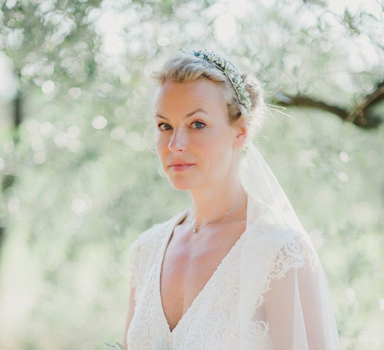 Bride in Monique L'Huillier Skirt, Bridal Separates | White Peony Bouquet | Linda Nari Photography