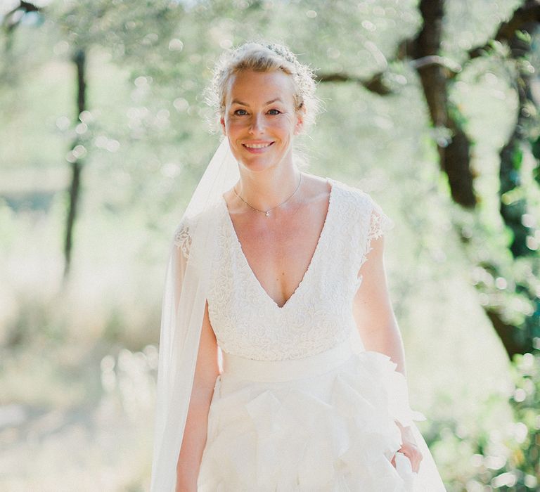 Bride in Monique L'Huillier Skirt, Bridal Separates | Linda Nari Photography