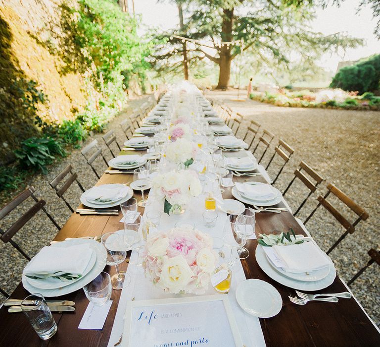 Table Scape | Intimate Destination, Family Wedding Planned by The Knot in Italy Weddings at Castello Il Palagio , Italy | Linda Nari Photography