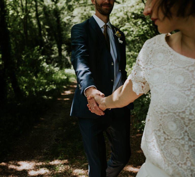 Boho Bride in Bespoke Lace Gown | Chic Rustic French Wedding at Le Morimont Styled by Féelicité | Photography by Chloe