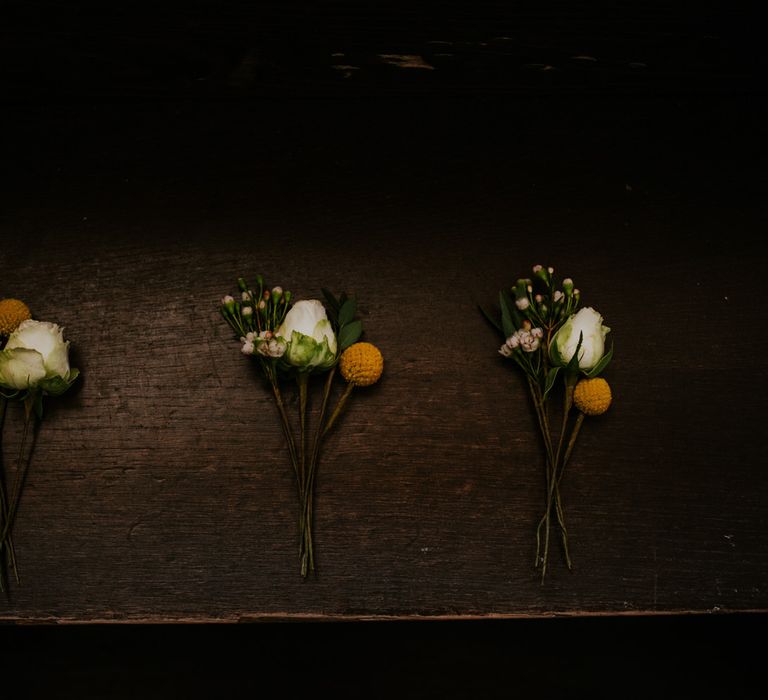 Yellow Buttonhole | Chic Rustic French Wedding at Le Morimont Styled by Féelicité | Photography by Chloe