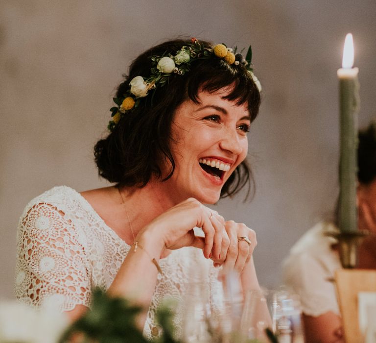 Boho Bride in Bespoke Lace Bridal Separates | Chic Rustic French Wedding at Le Morimont Styled by Féelicité | Photography by Chloe