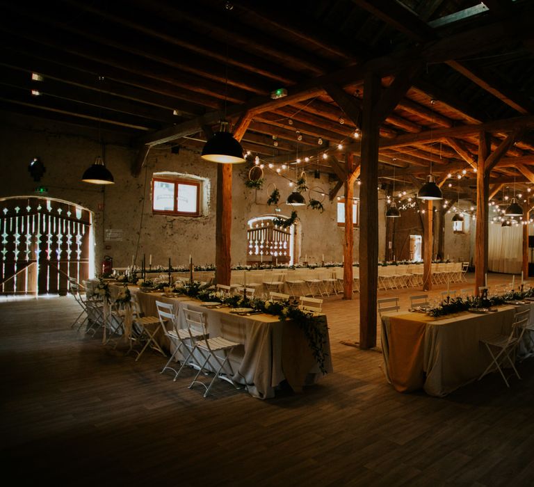 Rustic Barn Wedding Reception | Chic Rustic French Wedding at Le Morimont Styled by Féelicité | Photography by Chloe