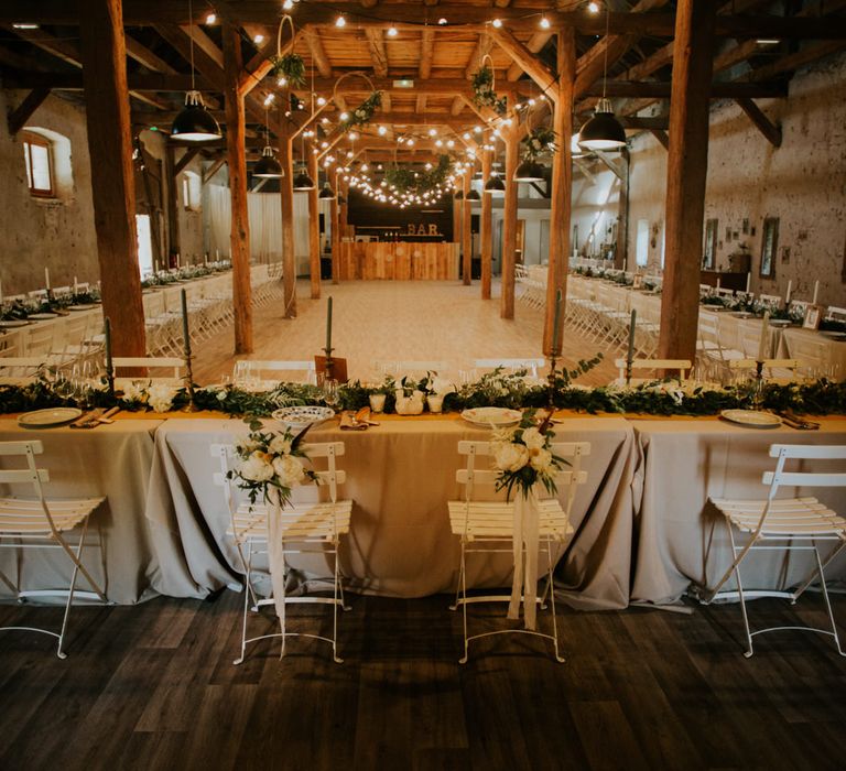 Rustic Barn Wedding Reception | Chic Rustic French Wedding at Le Morimont Styled by Féelicité | Photography by Chloe