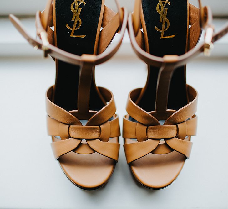 Saint Laurent Classic Tribute 105 Sandals in Tan