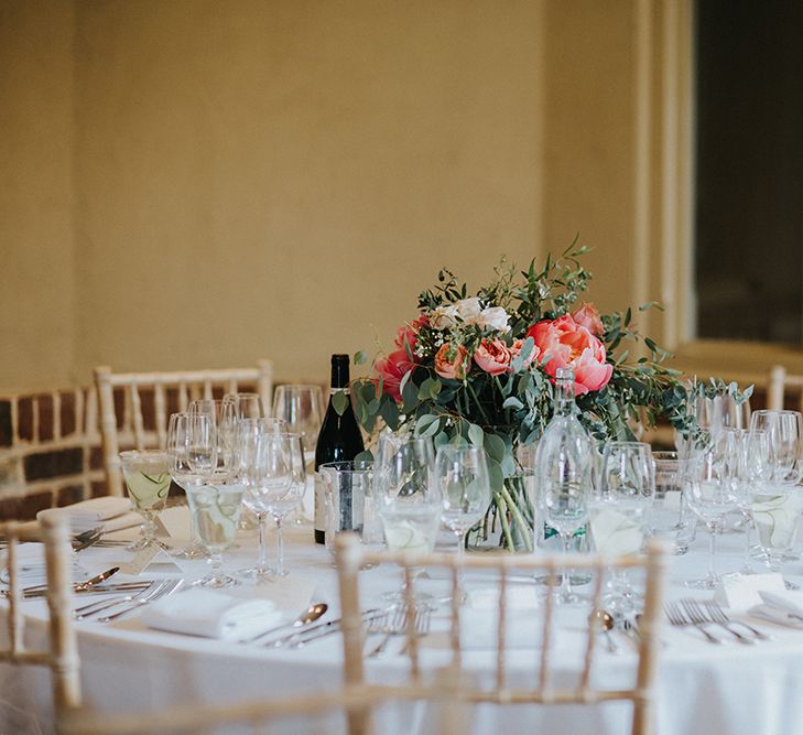 Coral Peony Floral Centrepiece