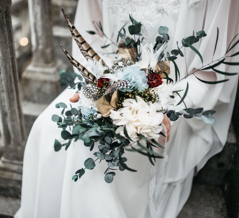 Wedding Bouquet With Feathers