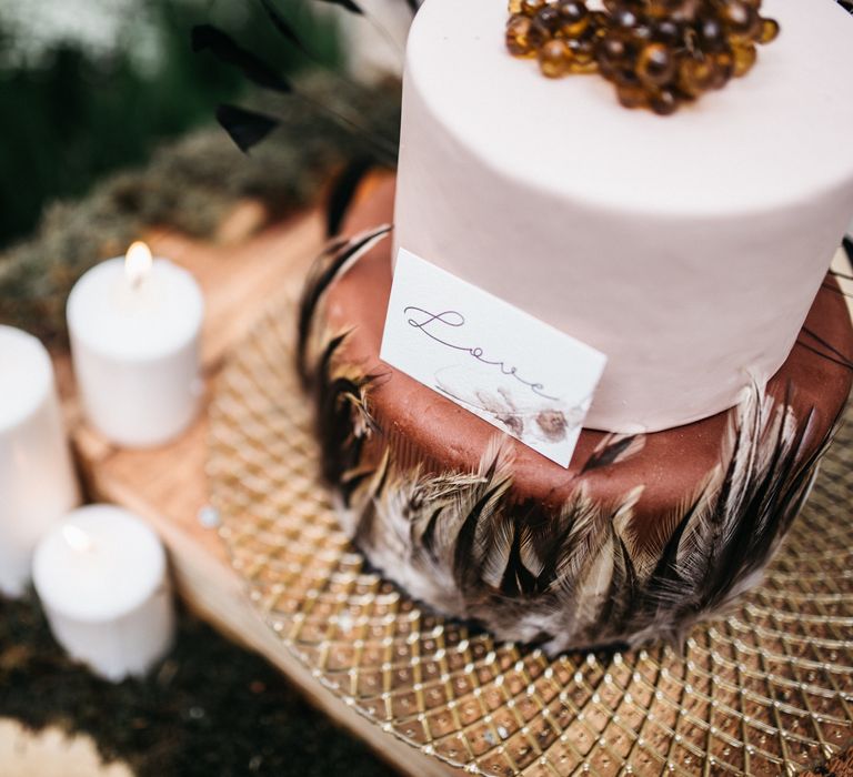 Wedding Cake With Feathers