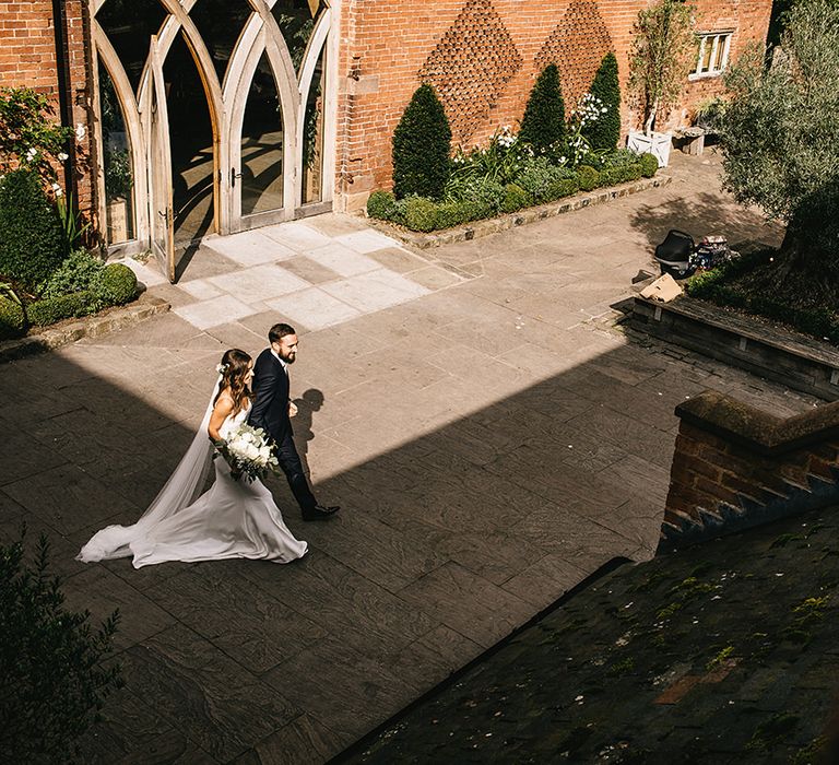 Shustoke Farm Barn Wedding | Bride in Martina Liana Bridal Gown from Coco and Kate | Groom in Reiss Bespoke Tailoring Suit | Alex Tenters Photography