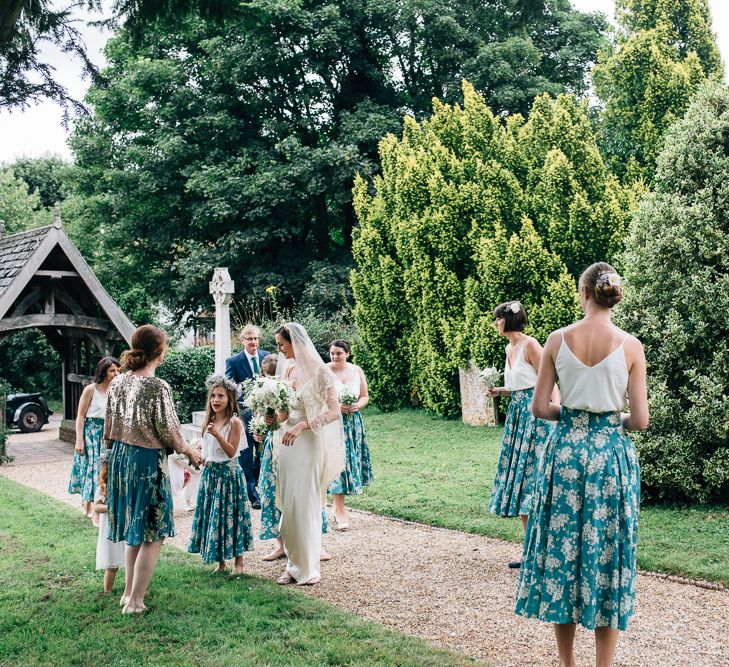 Bridesmaids in Liberty Print Skirts