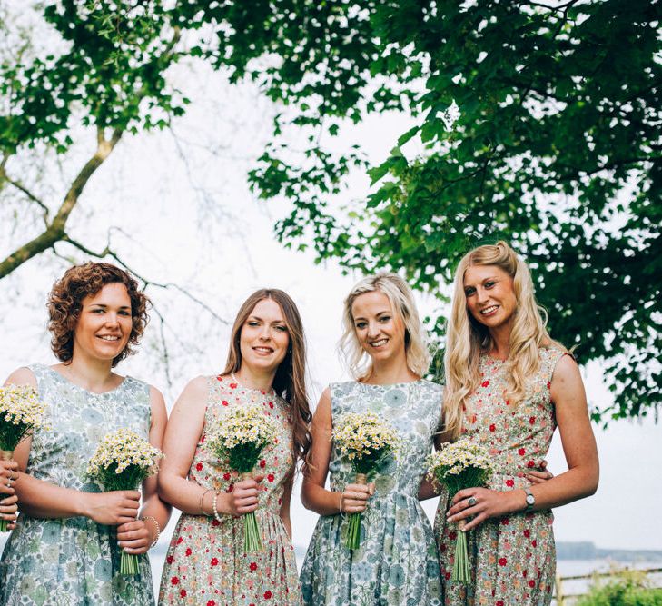 Bridesmaids in Homemade Liberty Print Floral Dresses