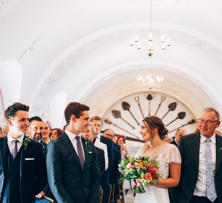 Normanton Church Rutland Water Wedding Ceremony with Bride in David Fielden Wedding Dress