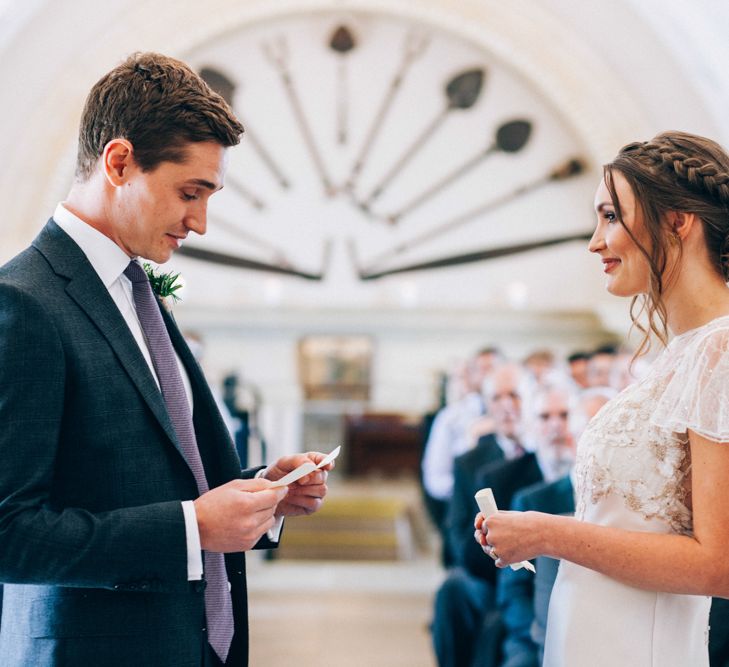 Normanton Church Rutland Water Wedding Ceremony with Bride in David Fielden Wedding Dress