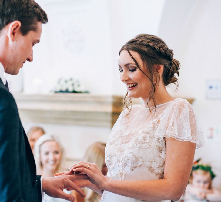 Normanton Church Rutland Water Wedding Ceremony with Bride in David Fielden Wedding Dress