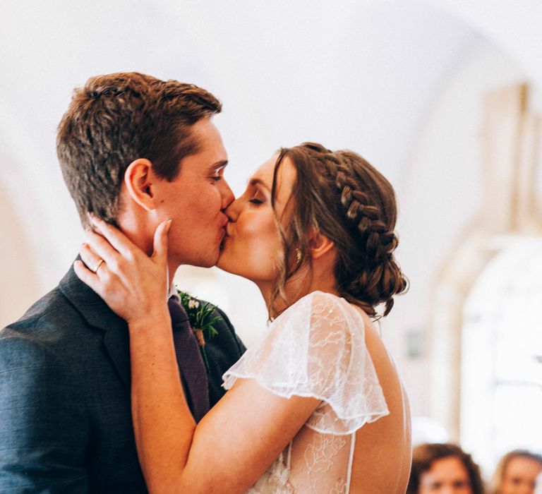 Normanton Church Rutland Water Wedding Ceremony with Bride in David Fielden Wedding Dress