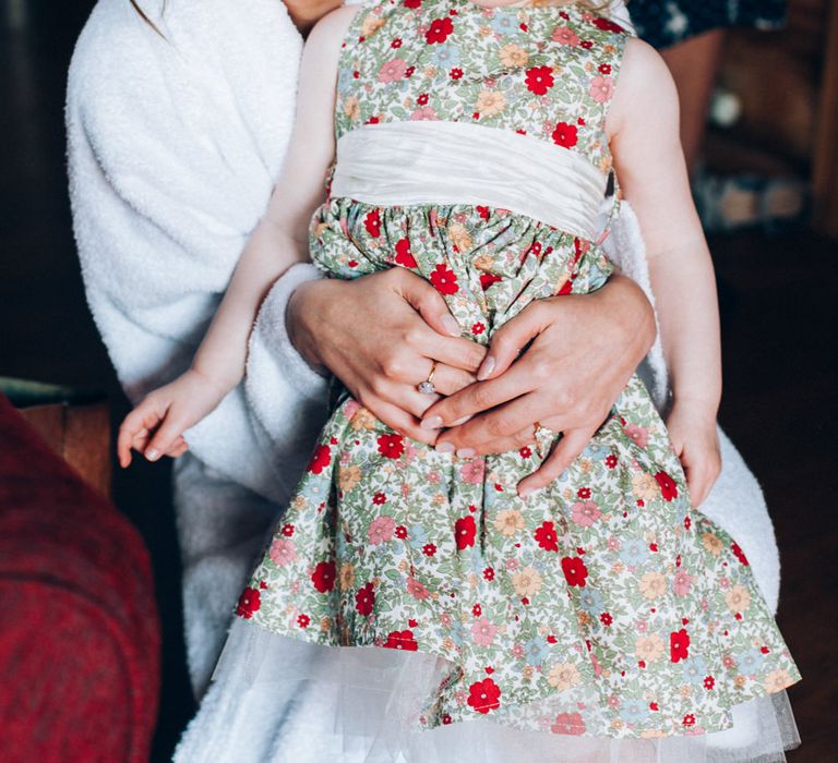 Bride & Flower Girl in Homemade Liberty Print Floral Dress