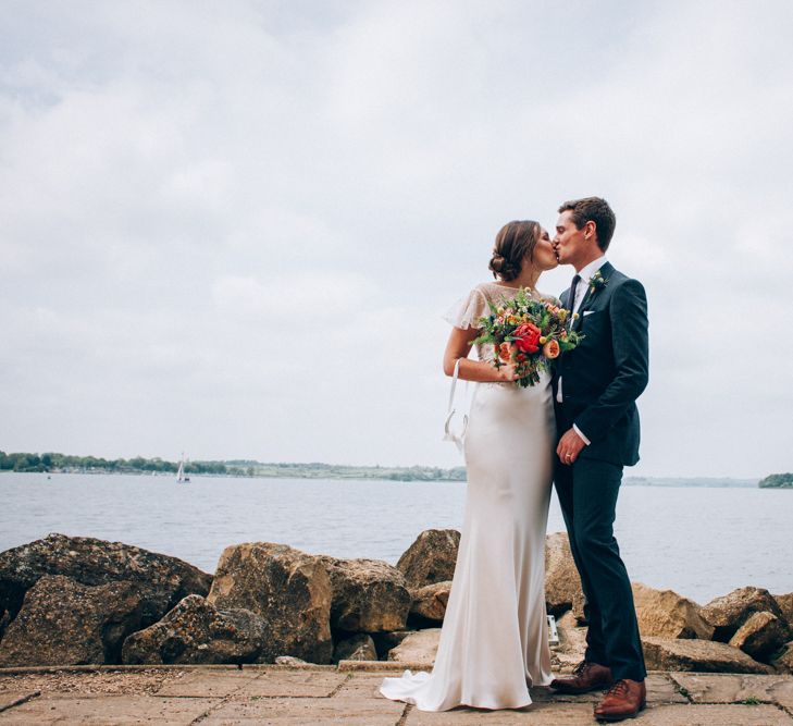 Normanton Church Rutland Water Wedding Ceremony with Bride in David Fielden Wedding Dress