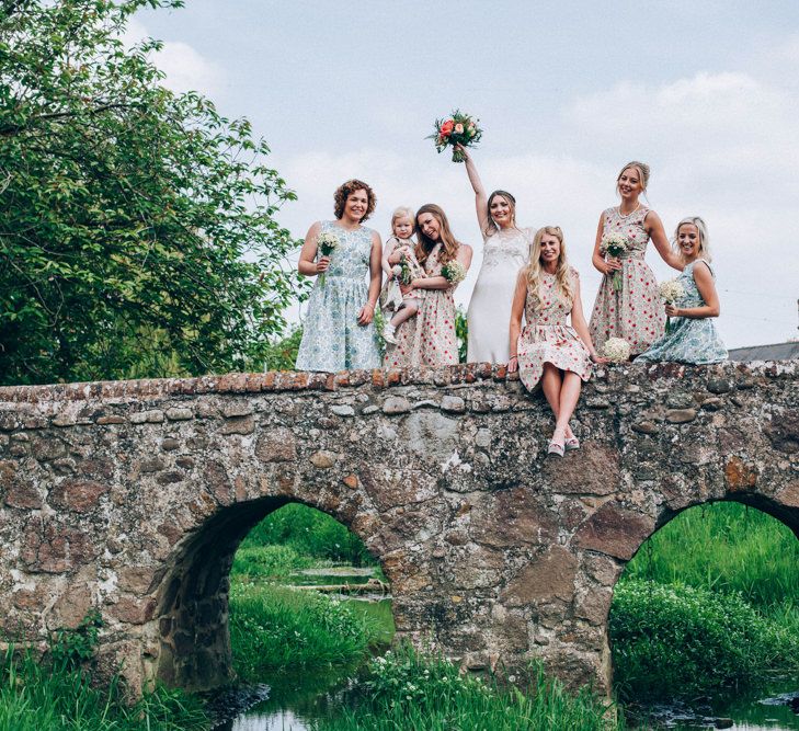 Bridesmaids in Homemade Liberty Print Floral Dresses