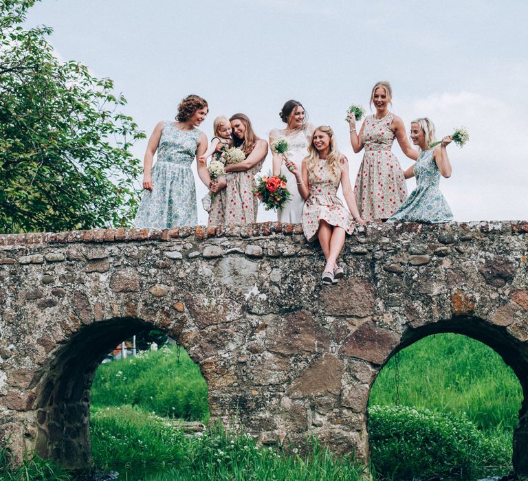 Bridesmaids in Homemade Liberty Print Floral Dresses