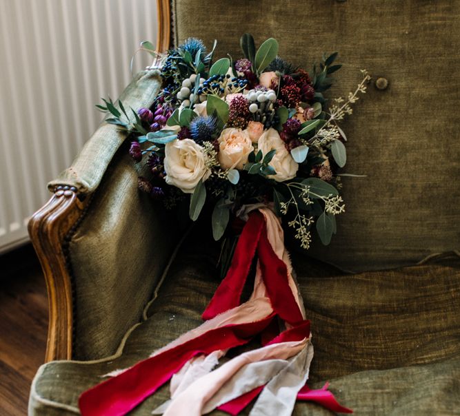 Autumnal Bridal Bouquet with Ribbon