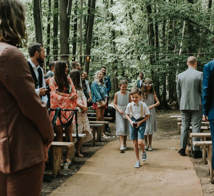 Wedding Ceremony | Page Boy & Flower Girls | Outdoor Woodland Wedding at The Dreys in Kent | Fern Edwards Photography