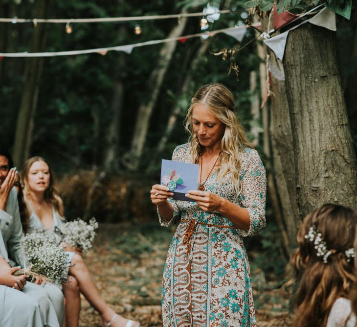 Wedding Ceremony | Readings | Outdoor Woodland Wedding at The Dreys in Kent | Fern Edwards Photography