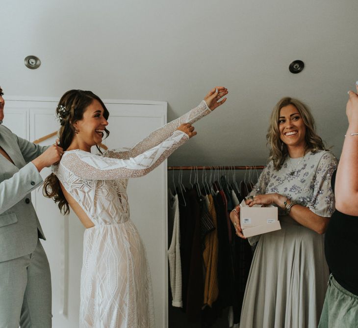 Getting Ready | Bride in Grace Loves Lace Gown | Outdoor Woodland Wedding at The Dreys in Kent | Fern Edwards Photography