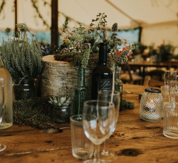 Plant Pot & Foliage Centrepieces | Outdoor Woodland Wedding at The Dreys in Kent | Fern Edwards Photography