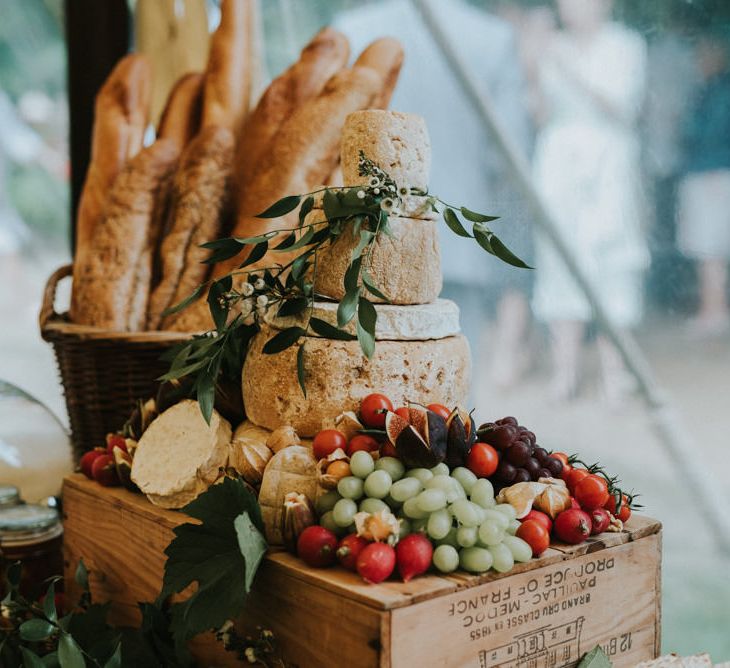 Cheese Tower Wedding Cake | Outdoor Woodland Wedding at The Dreys in Kent | Fern Edwards Photography