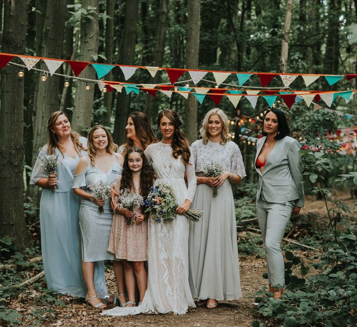 Bridal Party | Bride in Grace Loves Lace Gown | Outdoor Woodland Wedding at The Dreys in Kent | Fern Edwards Photography