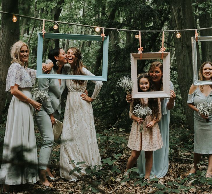 Bridal Party | Bride in Grace Loves Lace Gown | Outdoor Woodland Wedding at The Dreys in Kent | Fern Edwards Photography