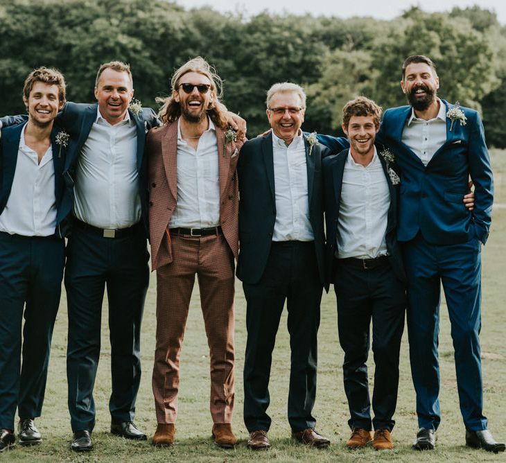 Groomsmen | Groom in Brown Check Suit | Outdoor Woodland Wedding at The Dreys in Kent | Fern Edwards Photography