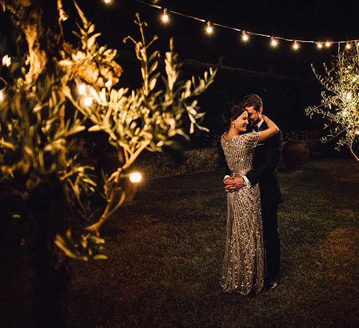 Bride in Sequin ASOS Dress & Groom in Cad & The Dandy Suit