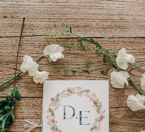 Floral Illustrated Wedding Stationery // Elegant Wedding At Wasing Park With Bride In Embellished Temperley Bridal Gown With Fine Art Images From Grace And Blush Film By Mrs Mashup