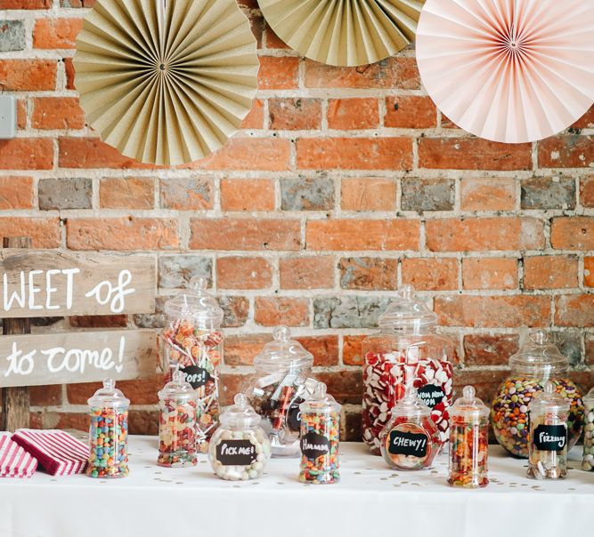 DIY Sweetie Bar At Wedding // Elegant Wedding At Wasing Park With Bride In Embellished Temperley Bridal Gown With Fine Art Images From Grace And Blush Film By Mrs Mashup