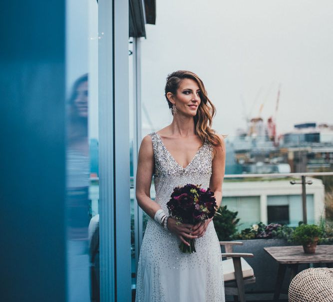 Bride in Sparkly Houghton Wedding Dress