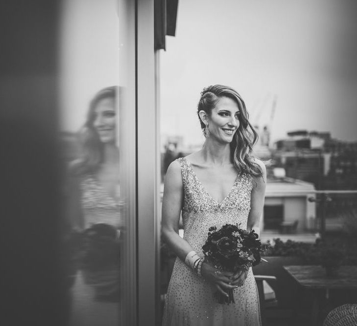 Bride in Sparkly Houghton Wedding Dress