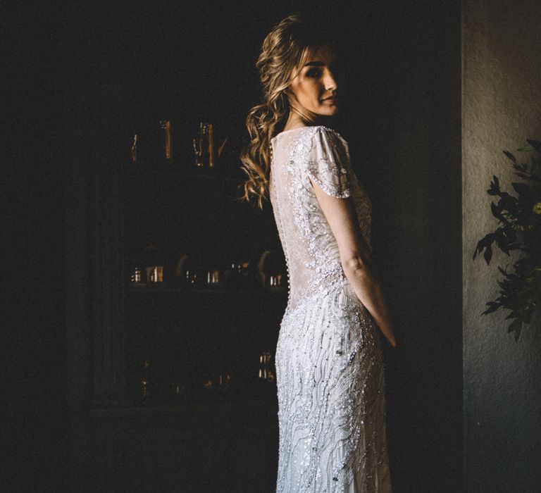 Jenny Packham Wedding Dress | Dark Hues For An Intimate Wedding Inspiration Shoot At The Green Man Winchester With Stationery By Geri Loves Emi And Images From Carrie Lavers Photography