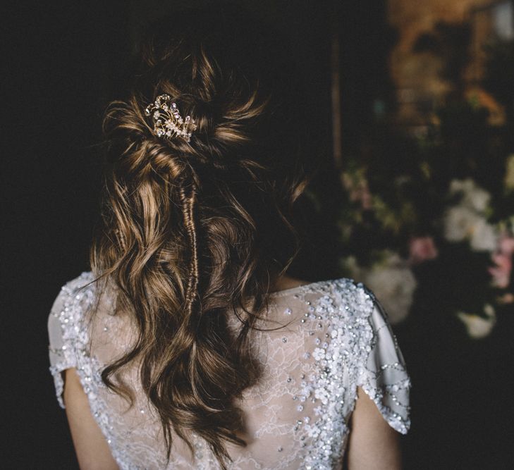 Jenny Packham Wedding Dress | Dark Hues For An Intimate Wedding Inspiration Shoot At The Green Man Winchester With Stationery By Geri Loves Emi And Images From Carrie Lavers Photography