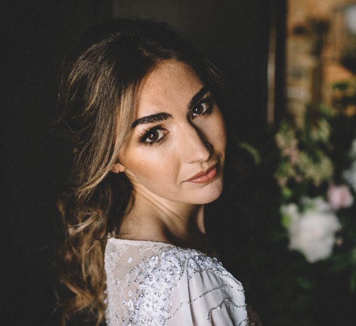 Jenny Packham Wedding Dress | Dark Hues For An Intimate Wedding Inspiration Shoot At The Green Man Winchester With Stationery By Geri Loves Emi And Images From Carrie Lavers Photography