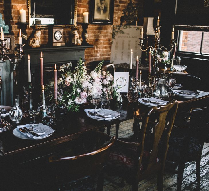 Dark Hues For An Intimate Wedding Inspiration Shoot At The Green Man Winchester With Stationery By Geri Loves Emi And Images From Carrie Lavers Photography