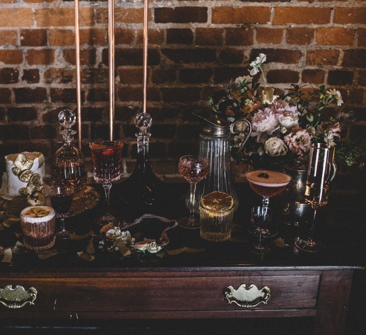 Dark Hues For An Intimate Wedding Inspiration Shoot At The Green Man Winchester With Stationery By Geri Loves Emi And Images From Carrie Lavers Photography